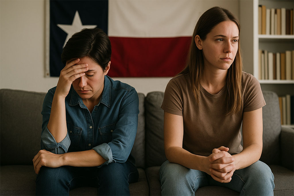 If gay marriage were outlawed in Texas, what happens to same-sex parents and their kids?