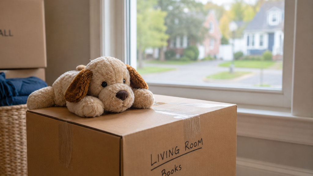Moving boxes representing parental relocation as grounds for custody modification in Texas