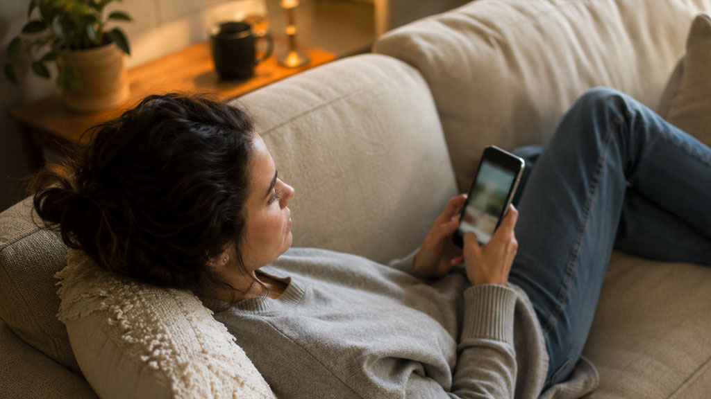 Woman scrolling social media on phone unaware posts could be used as divorce evidence in Texas