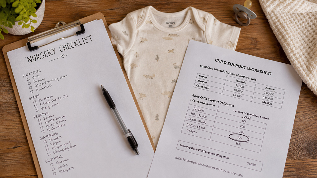 Multiple family guideline worksheet used to adjust Texas child support after a new baby